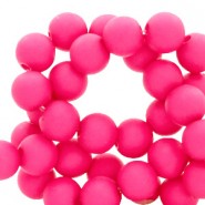 Acrylic beads 4mm round Matt Fluor pink